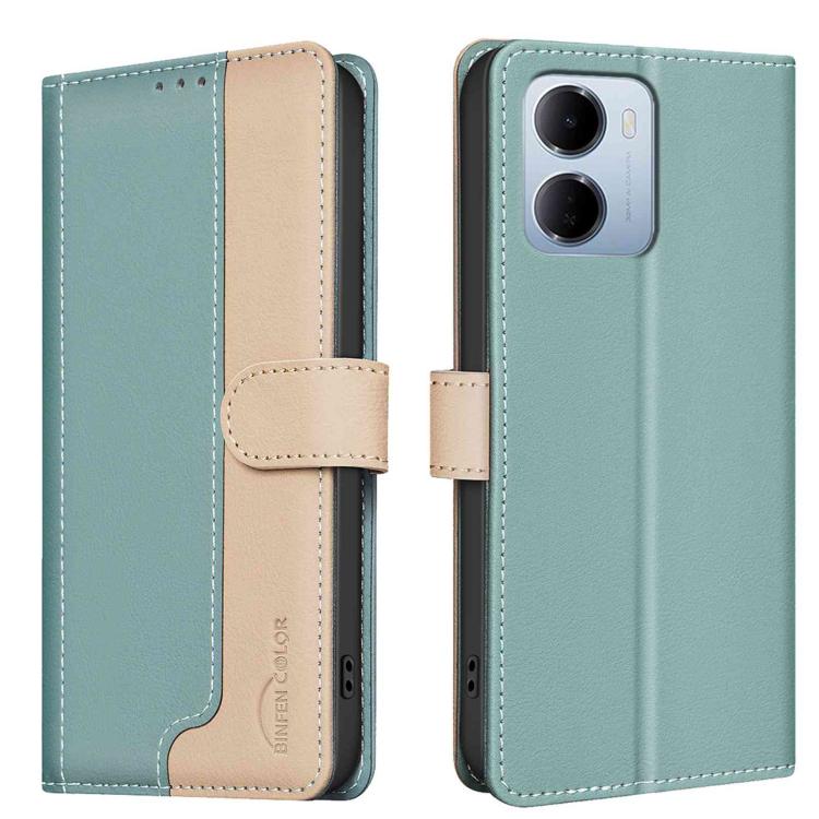 

For Redmi 15a 5G Color Matching RFID Anti-theft Leather Phone Case(Green)