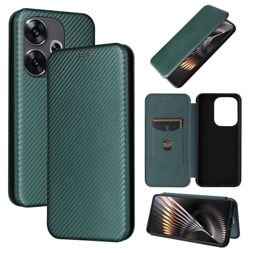 

For Xiaomi Redmi Turbo 3 / Poco F6 Carbon Fiber Texture Flip Leather Phone Case(Green)