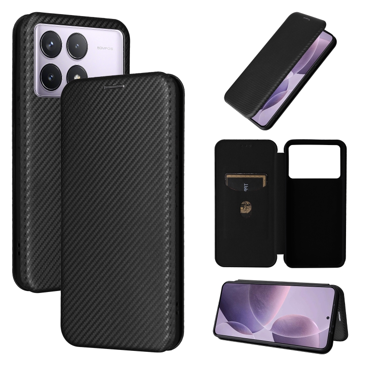 

For Redmi K70 Carbon Fiber Texture Flip Leather Phone Case(Black)