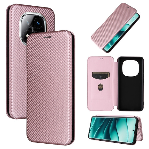 

For Redmi Note 14 Pro 4G Global Carbon Fiber Texture Flip Leather Phone Case(Pink)