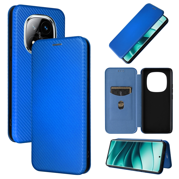 

For Redmi Note 14 Pro 4G Global Carbon Fiber Texture Flip Leather Phone Case(Blue)