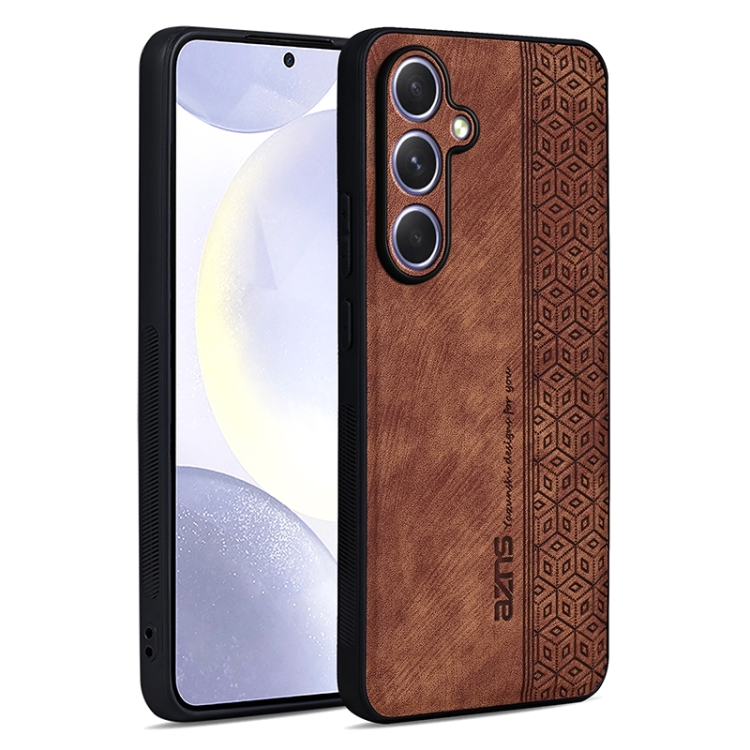 

For Samsung Galaxy S25+ 5G AZNS 3D Embossed Skin Feel Phone Case(Brown)