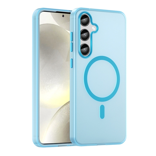 

For Samsung Galaxy S24+ 5G MagSafe Frosted Translucent TPU + PC Full Coverage Phone Case(Blue)