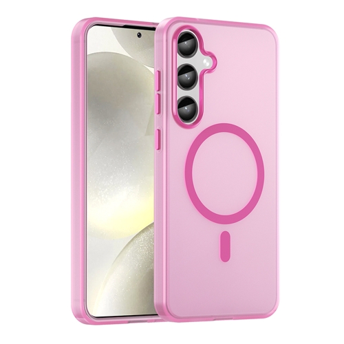 

For Samsung Galaxy S24+ 5G MagSafe Frosted Translucent TPU + PC Full Coverage Phone Case(Pink)