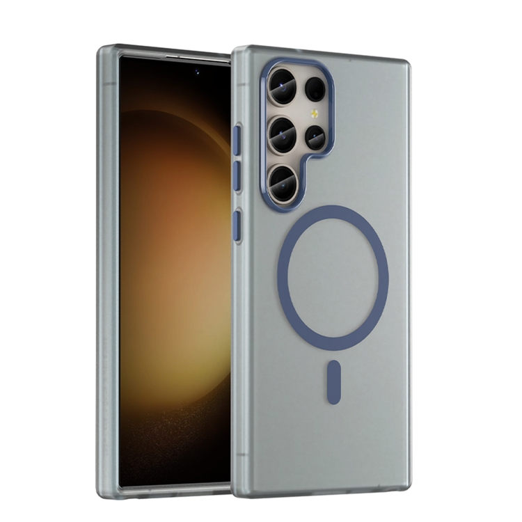 

For Samsung Galaxy S23 Ultra 5G MagSafe Frosted Translucent TPU + PC Full Coverage Phone Case(Dark Blue)