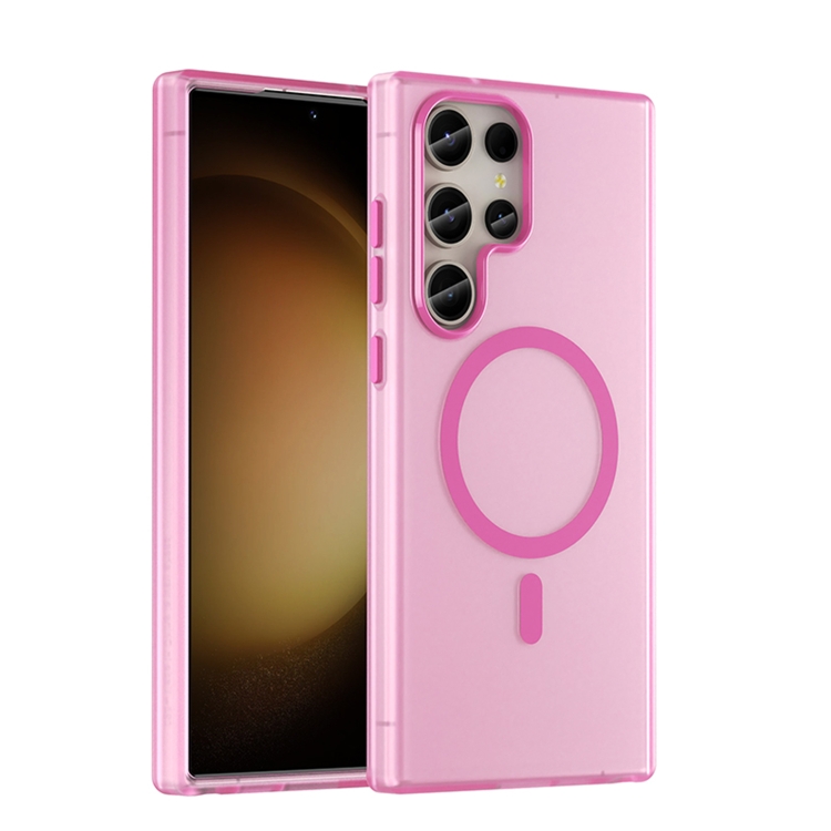 

For Samsung Galaxy S23 Ultra 5G MagSafe Frosted Translucent TPU + PC Full Coverage Phone Case(Pink)