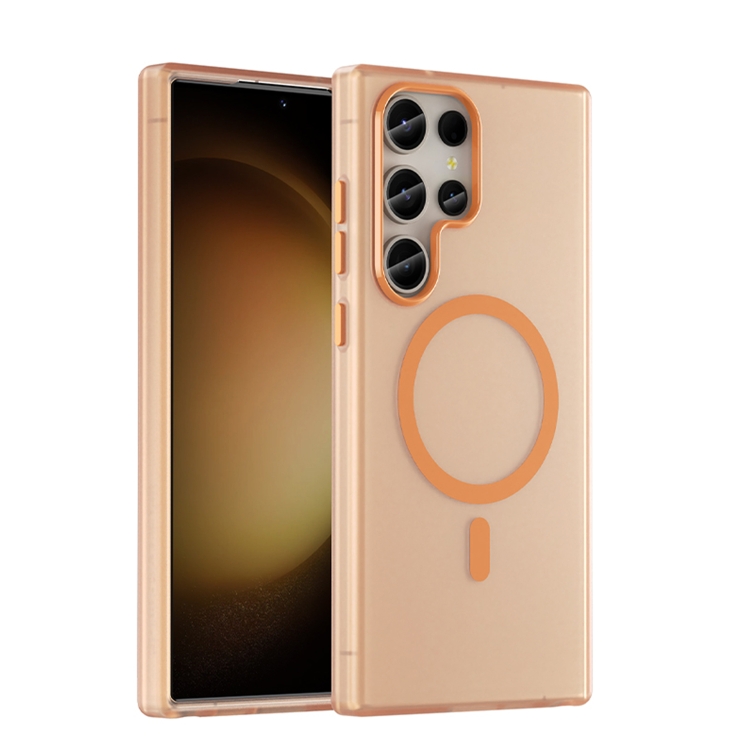 

For Samsung Galaxy S23 Ultra 5G MagSafe Frosted Translucent TPU + PC Full Coverage Phone Case(Orange)