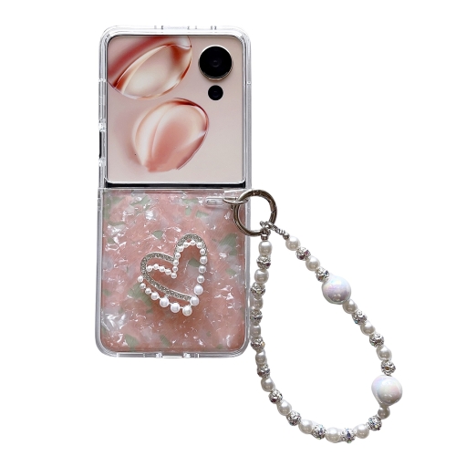 

For Honor Magic V Flip Shell Pattern DIY Phone Case with Love Bracelet(Pink)