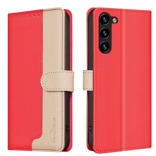 

For Samsung Galaxy S23 5G Color Matching RFID Anti-theft Leather Phone Case(Red)