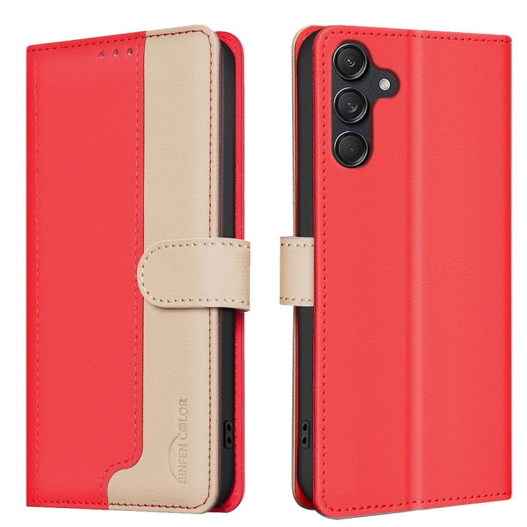 

For Samsung Galaxy S24+ 5G Color Matching RFID Anti-theft Leather Phone Case(Red)