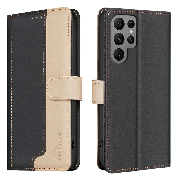 

For Samsung Galaxy S25 Ultra 5G Color Matching RFID Anti-theft Leather Phone Case(Black)