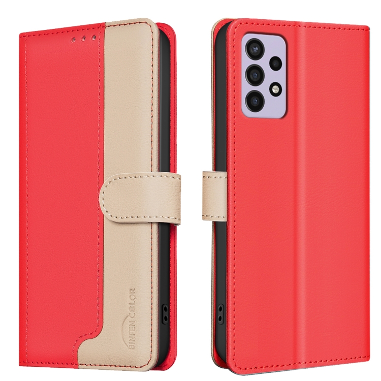 For Samsung Galaxy A72 Color Matching RFID Anti-theft Leather