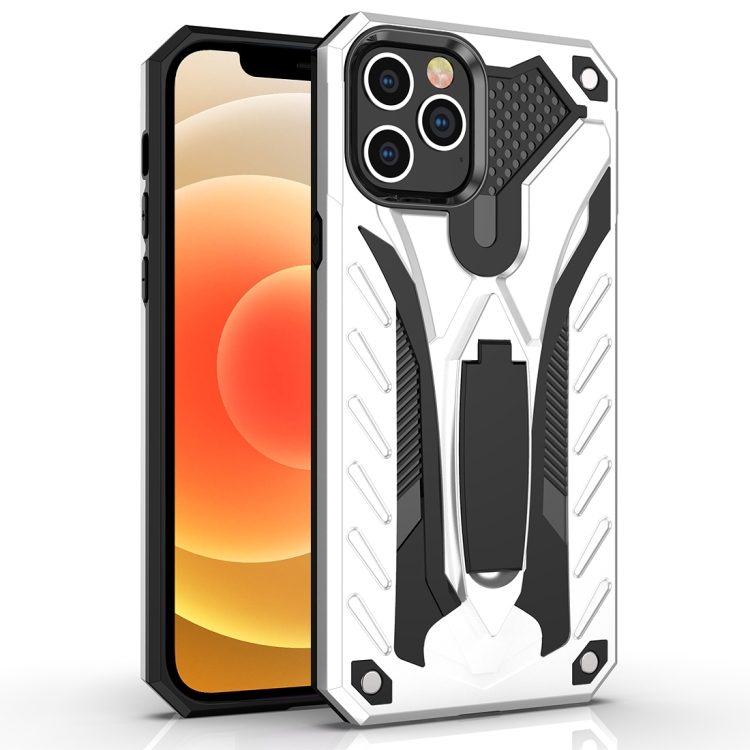 

For iPhone 12 mini Shockproof TPU + PC Protective Case with Holder(Silver)
