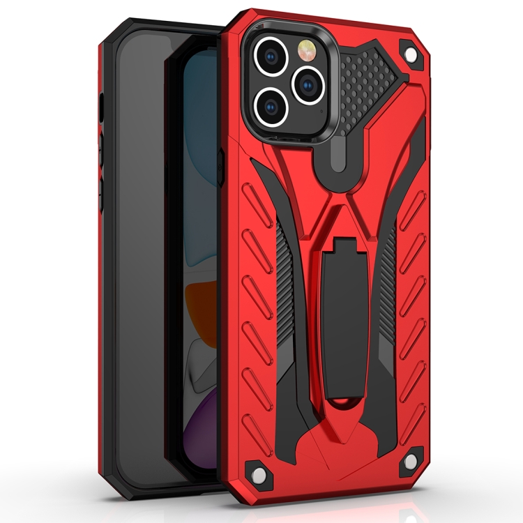 

For iPhone 12 Pro Max Shockproof TPU + PC Protective Case with Holder(Red)