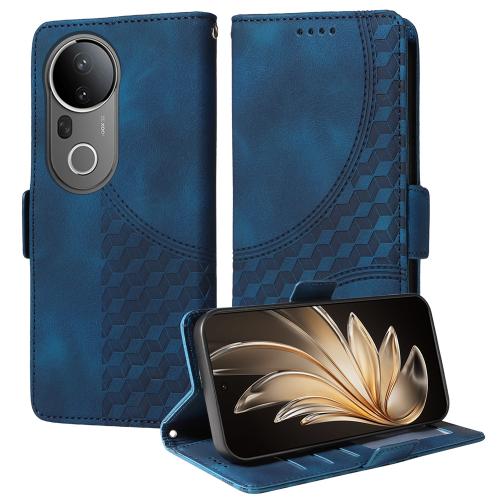 

For vivo S20 Pro Embossed Rhombus Starry Leather Phone Case(Blue)