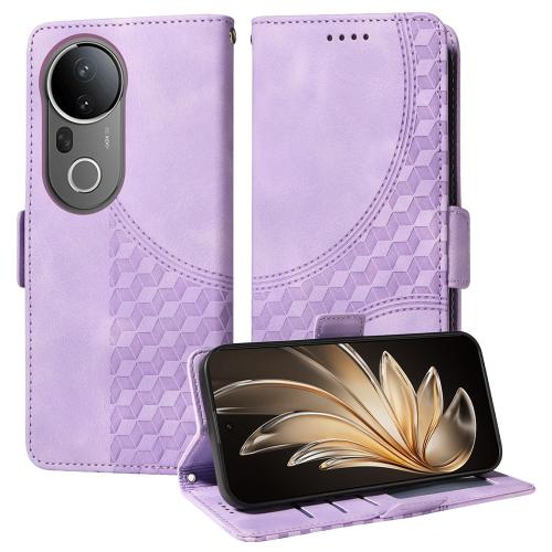 

For vivo S20 Pro Embossed Rhombus Starry Leather Phone Case(Purple)