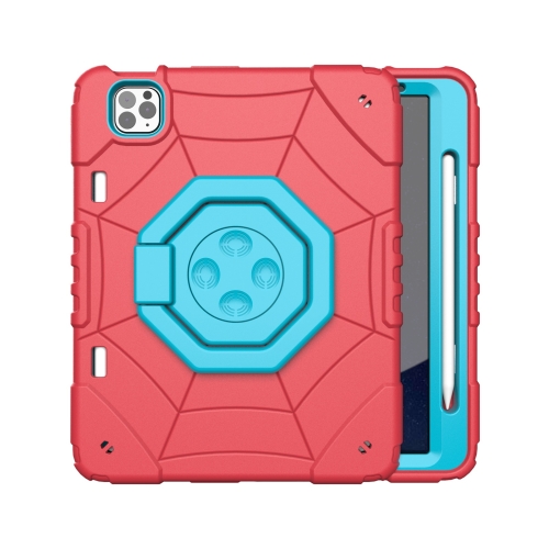 

For iPad Pro 11 2022 / 2021 / 2020 Spider Turntable Handle Stress Relief Tablet Case(Red Blue)