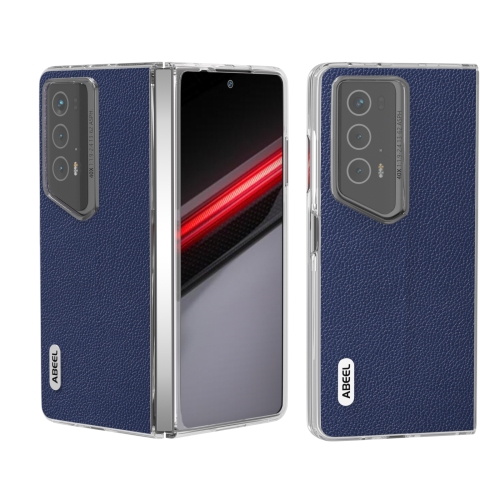 

For Honor Magic V2 RSR Porsche Design ABEEL Transparent Frame Genuine Leather Mino Phone Case(Royal Blue)