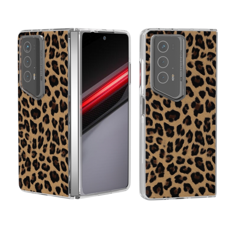 

For Honor Magic V2 RSR Porsche Design ABEEL Transparent Frame Leopard Print Phone Case(Gold)