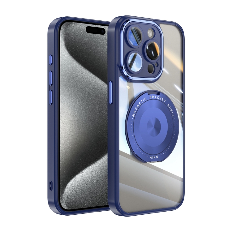 

For iPhone 15 Pro Max 360 Holder Magsafe Acrylic Hybrid TPU Phone Case(Blue)