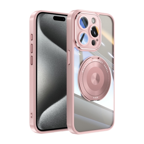 

For iPhone 14 Pro 360 Holder Magsafe Acrylic Hybrid TPU Phone Case(Pink)