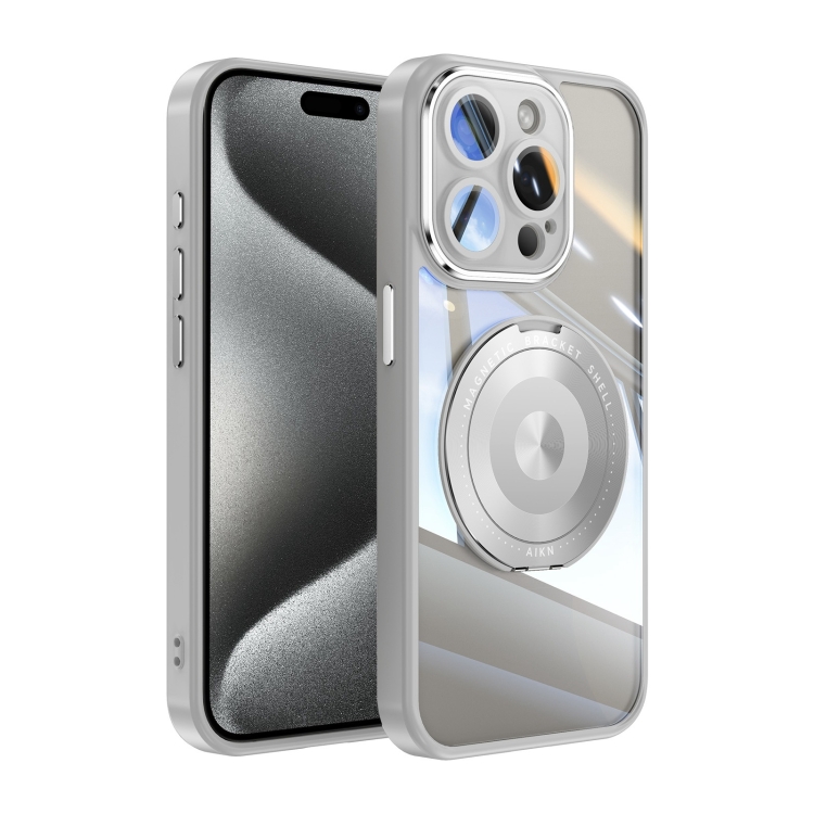 

For iPhone 14 Pro Max 360 Holder Magsafe Acrylic Hybrid TPU Phone Case(Grey)