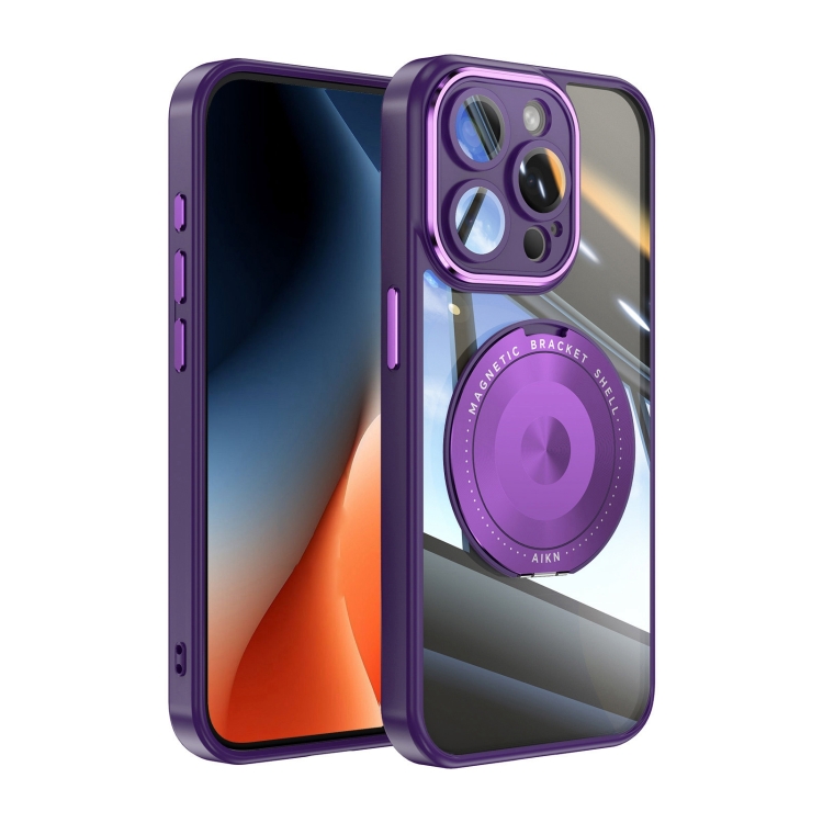 

For iPhone 13 Pro 360 Holder Magsafe Acrylic Hybrid TPU Phone Case(Purple)