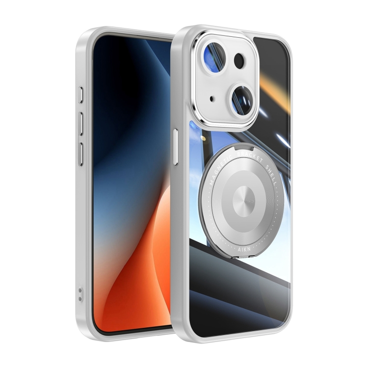 

For iPhone 13 360 Holder Magsafe Acrylic Hybrid TPU Phone Case(Grey)