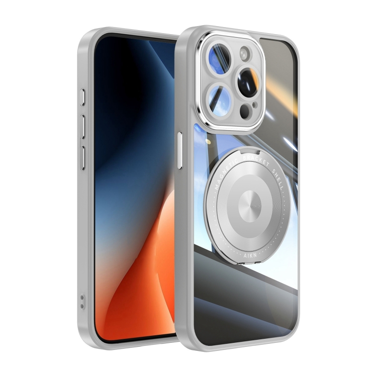 

For iPhone 12 Pro 360 Holder Magsafe Acrylic Hybrid TPU Phone Case(Grey)
