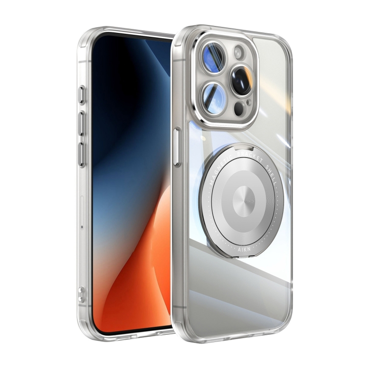 

For iPhone 12 Pro 360 Holder Magsafe Acrylic Hybrid TPU Phone Case(Frosted White)