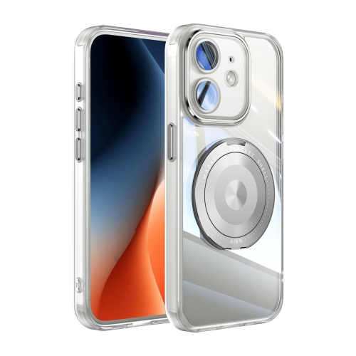 

For iPhone 12 360 Holder Magsafe Acrylic Hybrid TPU Phone Case(Frosted White)
