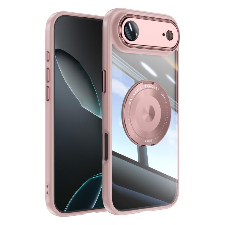 

For iPhone 17 Air 360 Holder Magsafe Acrylic Hybrid TPU Phone Case(Pink)