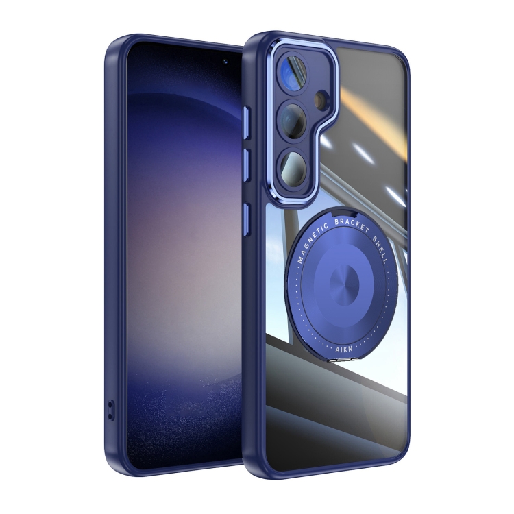 

For Samsung Galaxy S25+ 5G 360 Holder MagSafe Acrylic Hybrid TPU Phone Case(Blue)