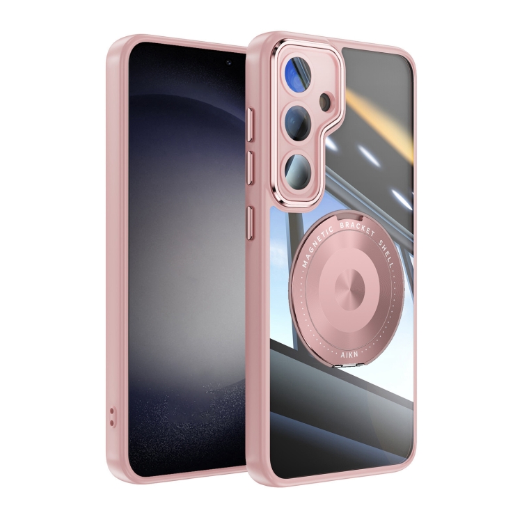 

For Samsung Galaxy S24 FE 5G 360 Holder MagSafe Acrylic Hybrid TPU Phone Case(Pink)