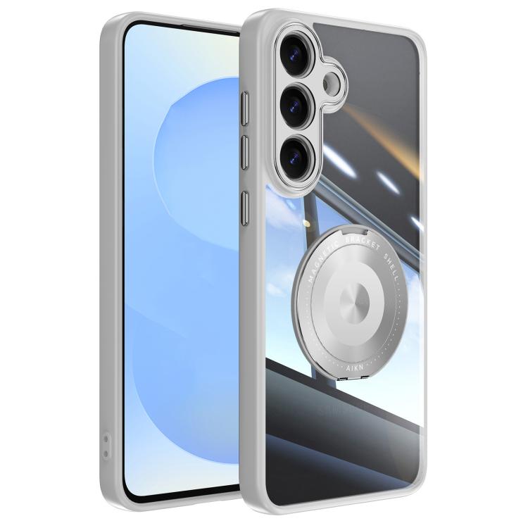 

For Samsung Galaxy S26 5G 360 Holder MagSafe Acrylic Hybrid TPU Phone Case(Grey)