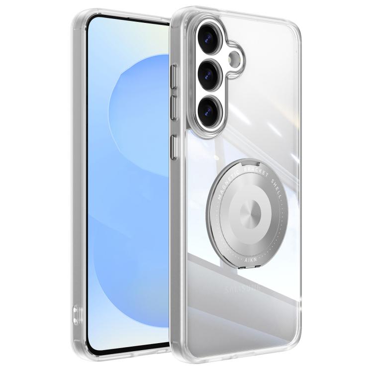For Samsung Galaxy S26 5G 360 Holder MagSafe Acrylic Hybrid TPU Phone Case(Frosted White)