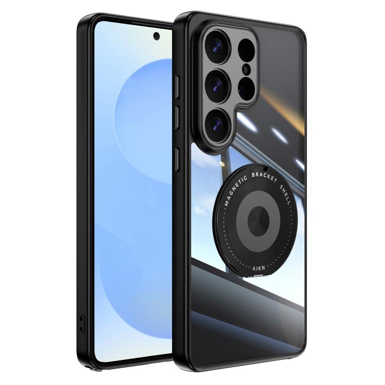 

For Samsung Galaxy S26 Ultra 5G 360 Holder MagSafe Acrylic Hybrid TPU Phone Case(Black)