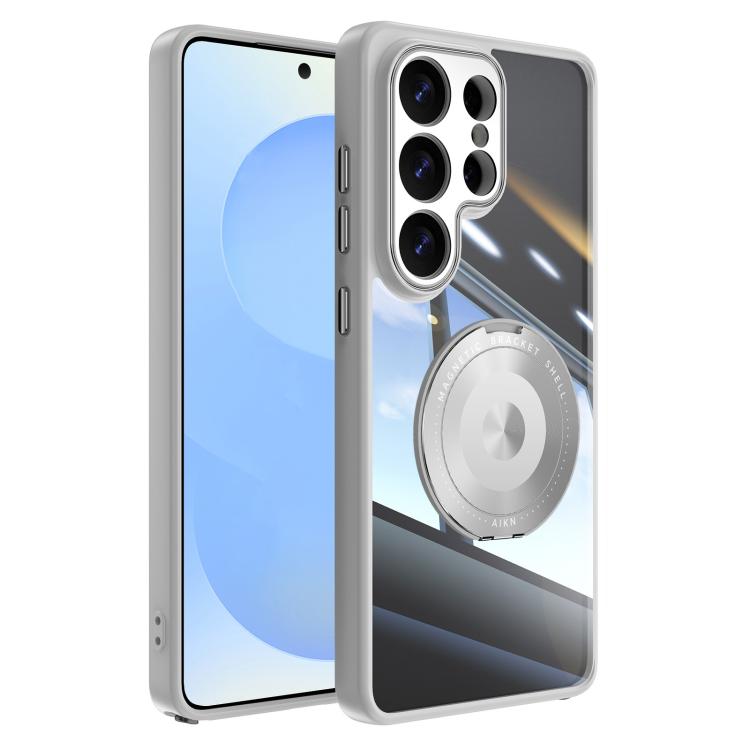 

For Samsung Galaxy S26 Ultra 5G 360 Holder MagSafe Acrylic Hybrid TPU Phone Case(Grey)