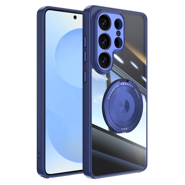 For Samsung Galaxy S26 Ultra 5G 360 Holder MagSafe Acrylic Hybrid TPU Phone Case(Blue)