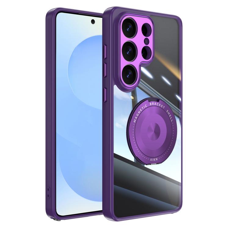 

For Samsung Galaxy S26 Ultra 5G 360 Holder MagSafe Acrylic Hybrid TPU Phone Case(Purple)