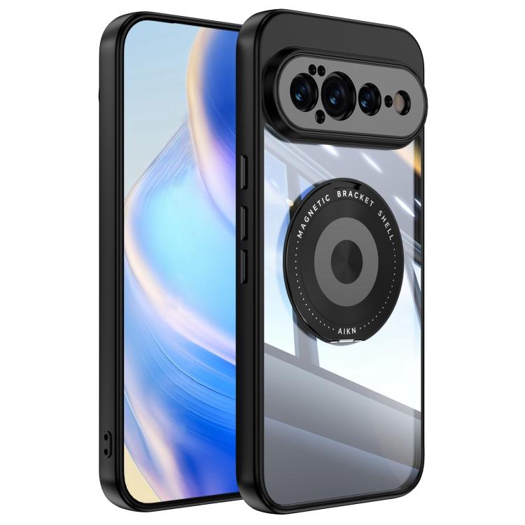

For Google Pixel 11 Pro XL 360 Holder Magsafe Acrylic Hybrid TPU Phone Case(Black)