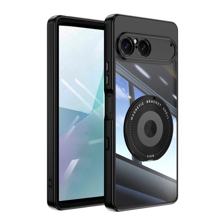 

For Sony Xperia 10 VII 360 Holder Magsafe Acrylic Hybrid TPU Phone Case(Black)