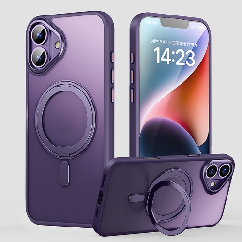 

For iPhone 16 Plus 360 Rotating MagSafe Magnetic Frosted Phone Case(Purple)