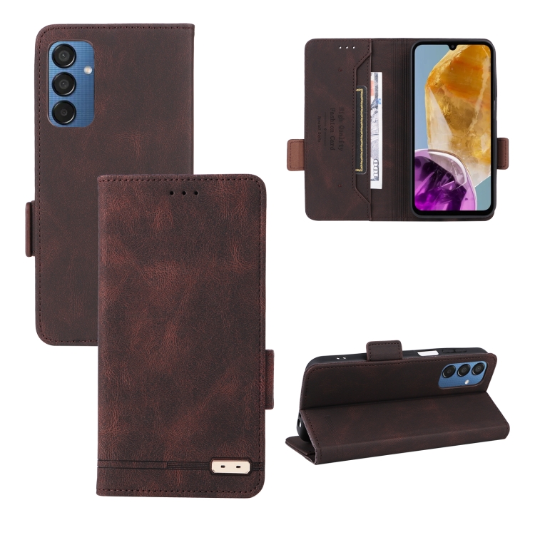 

For Samsung Galaxy F15 / M15 Magnetic Clasp Leather Phone Case(Brown)