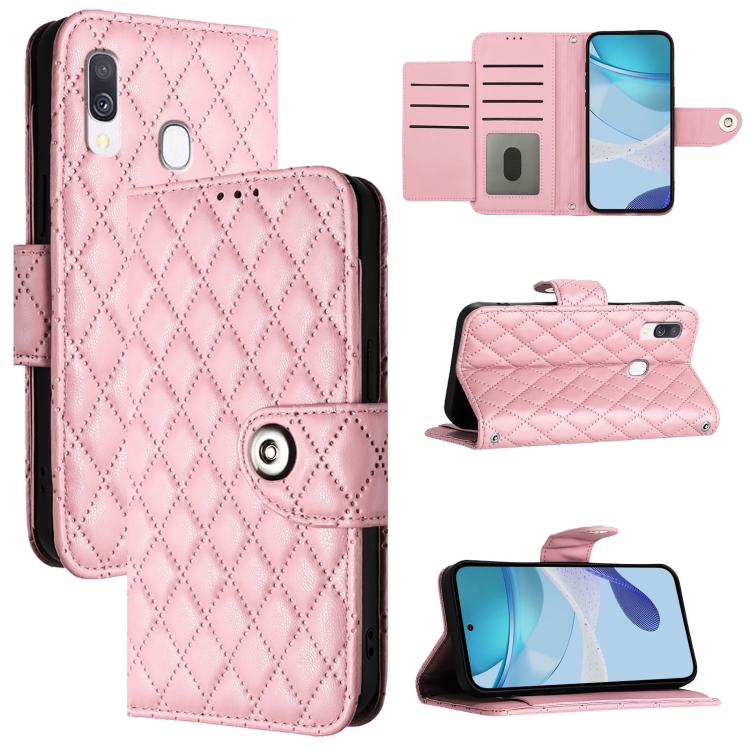 For Samsung Galaxy A40 Rhombic Texture Flip Leather Phone Case