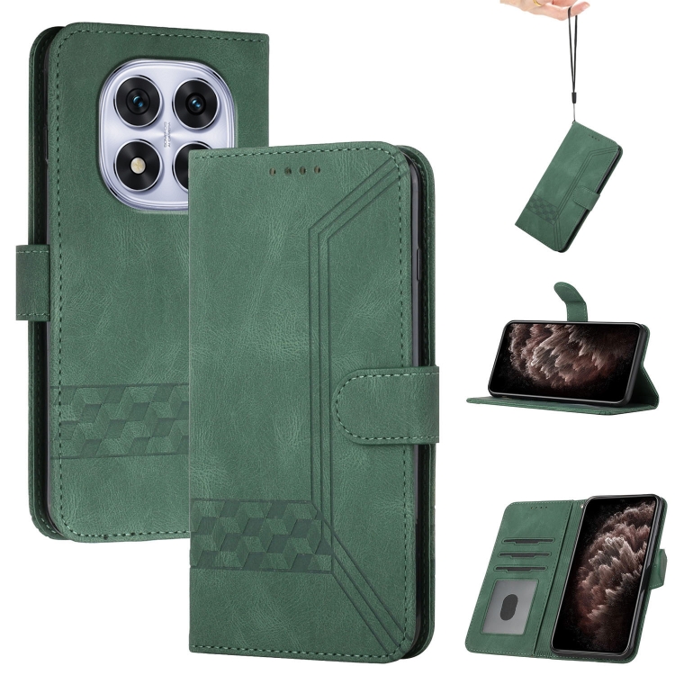 

For Redmi Note 14 Pro 5G Cubic Skin Feel Flip Leather Phone Case(Green)