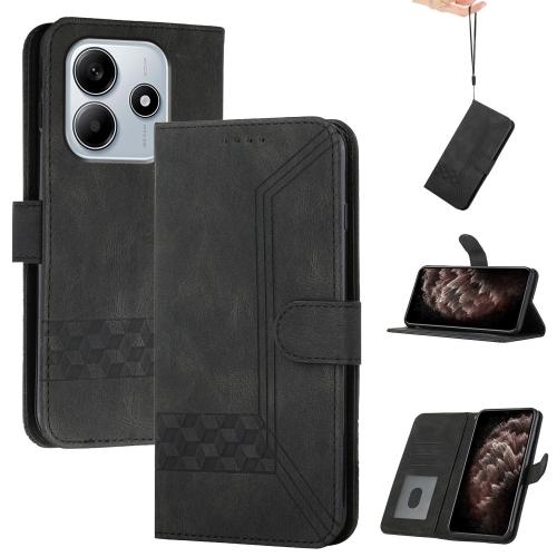 

For Redmi Note 14 4G 163.25mm Cubic Skin Feel Flip Leather Phone Case(Black)