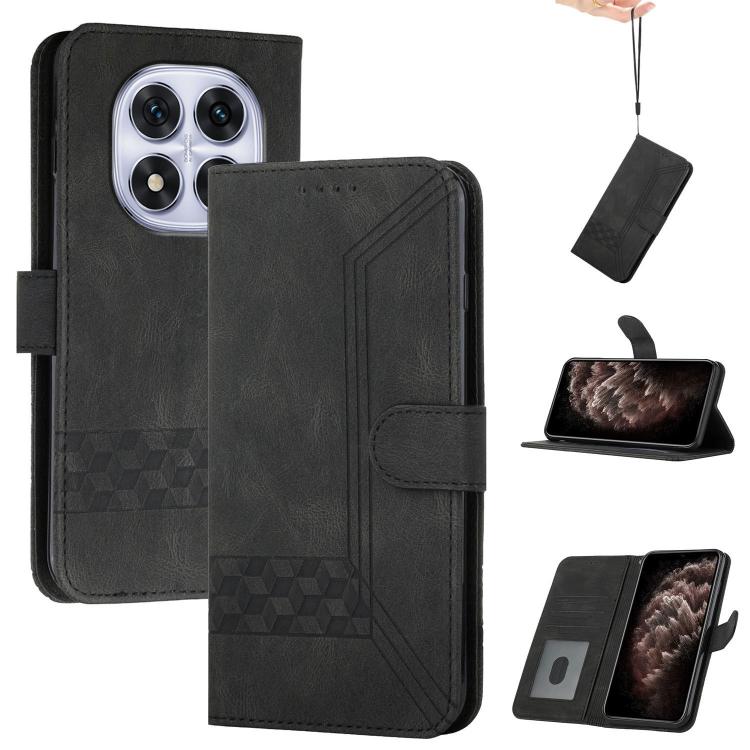 

For Redmi Note 14 Pro 4G Cubic Skin Feel Flip Leather Phone Case(Black)