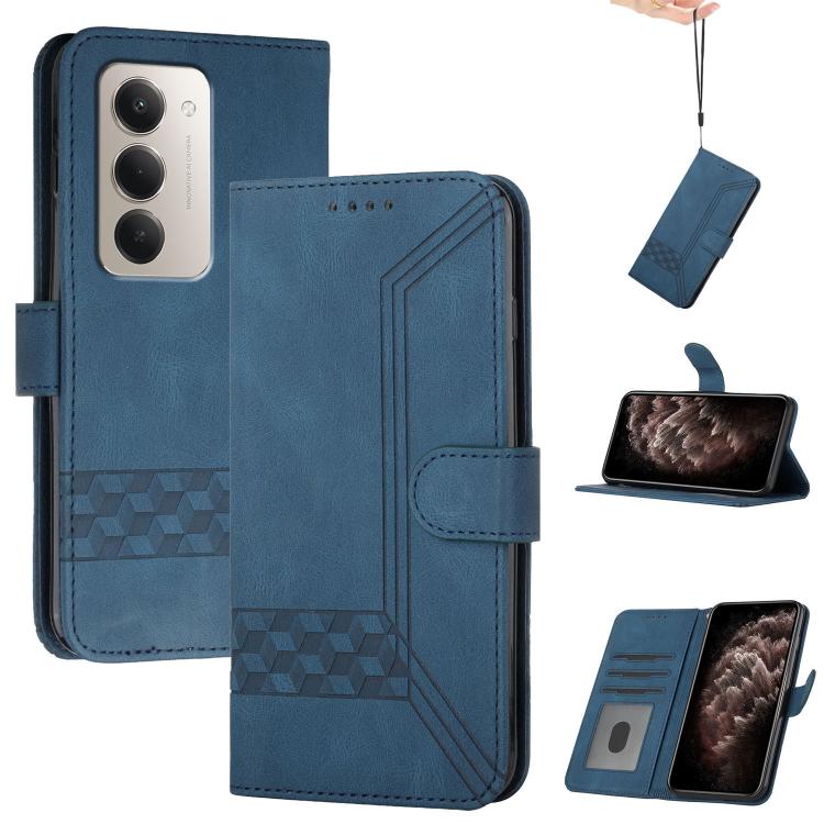 

For Redmi 15 5G Global / 15 4G SEA 169.5mm Cubic Skin Feel Flip Leather Phone Case(Blue)
