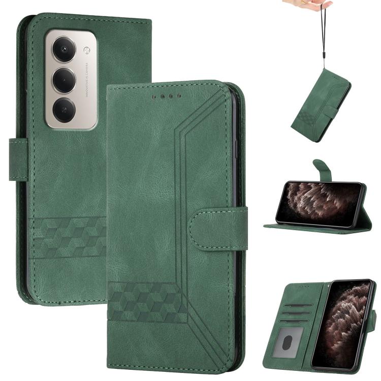 

For Redmi 15 5G Global / 15 4G SEA 169.5mm Cubic Skin Feel Flip Leather Phone Case(Green)